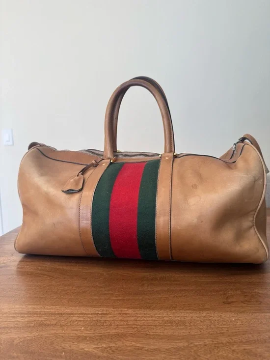 Vintage Gucci Leather Weekender Duffel Bag (project) - Picture 1 of 16